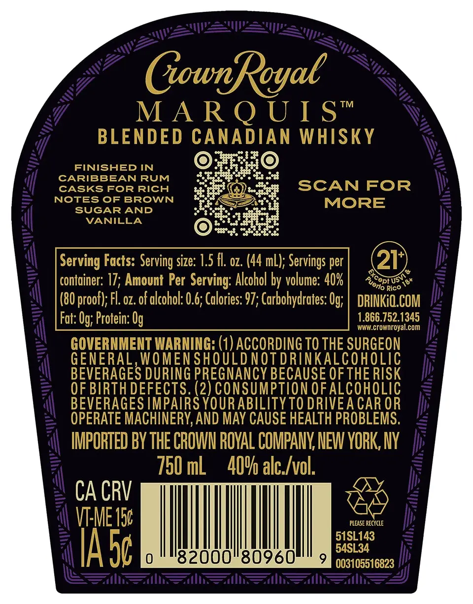 Crown Royal Marquis Canadian Whisky - Image 3