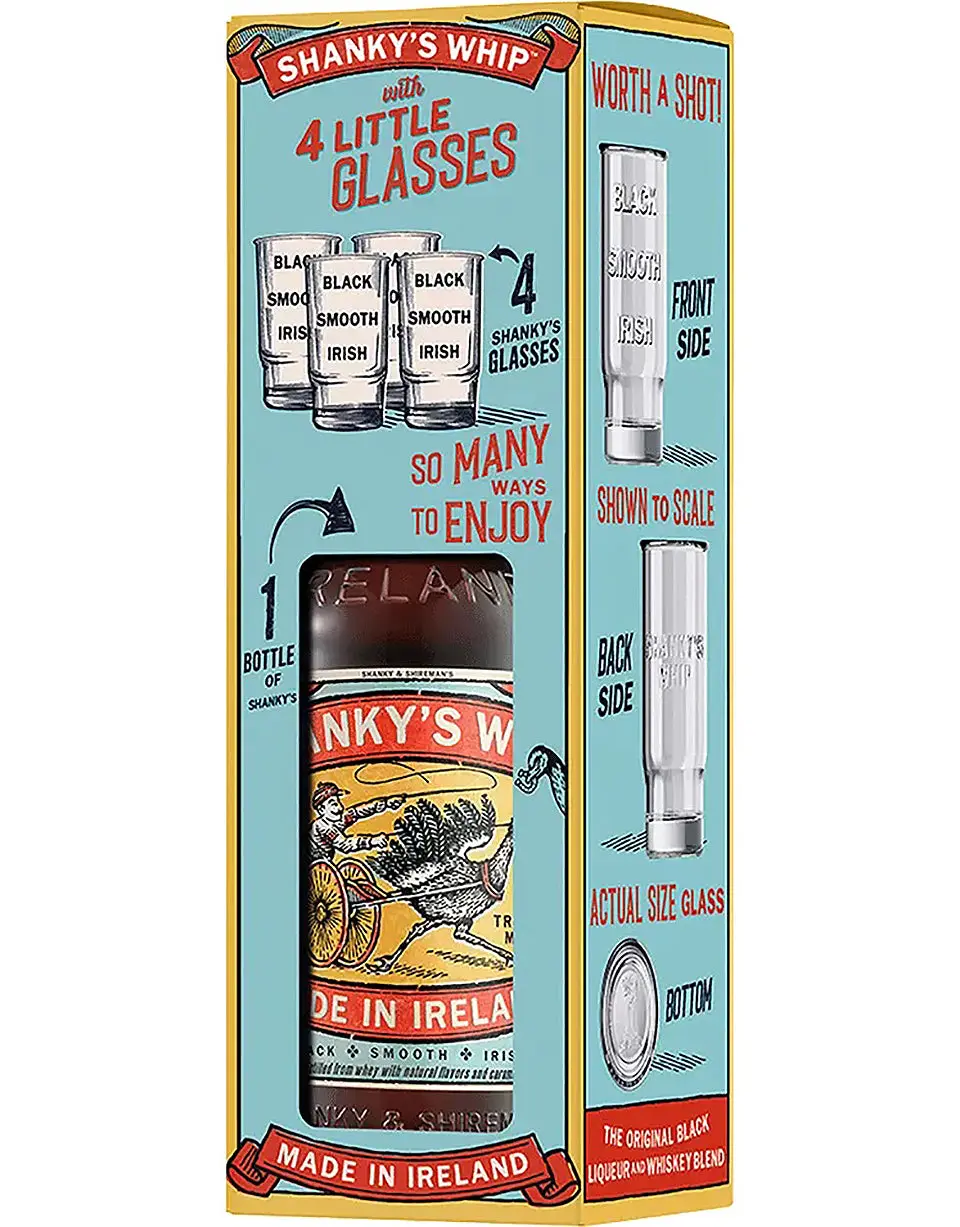 Shanky's Whip Irish Whiskey with 4 Little Glasses - Image 2